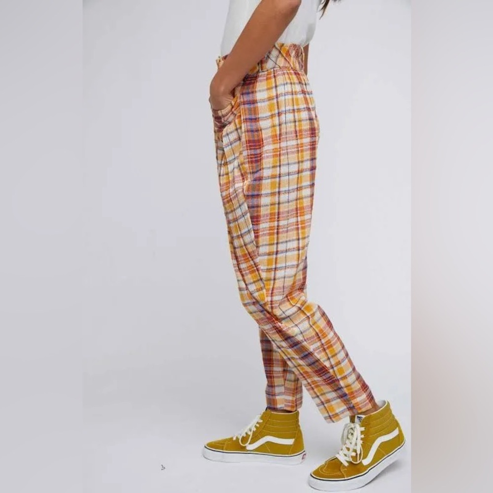 Free People Multicolor Plaid Cropped Pants